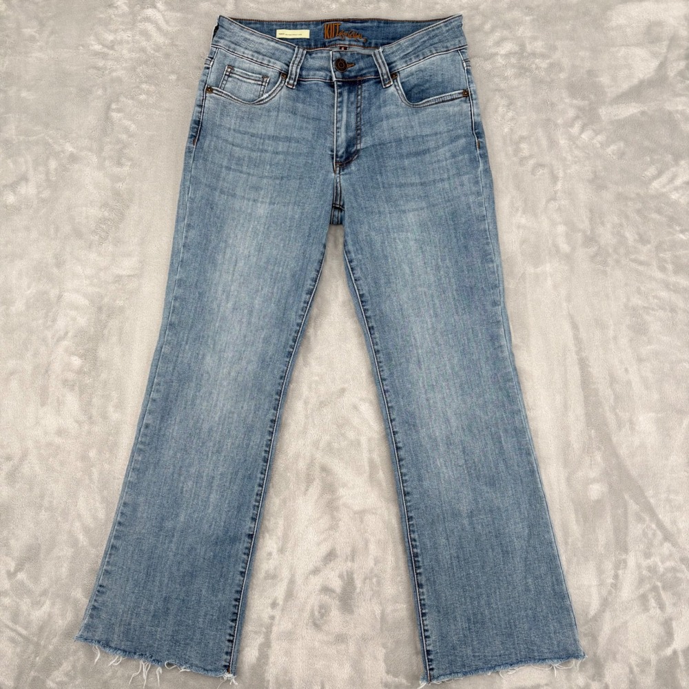 Kut from the Kloth Jeans Women 6 (28x27) Nikki Ankle Flare Raw Hem Flap Pockets - Picture 3 of 14